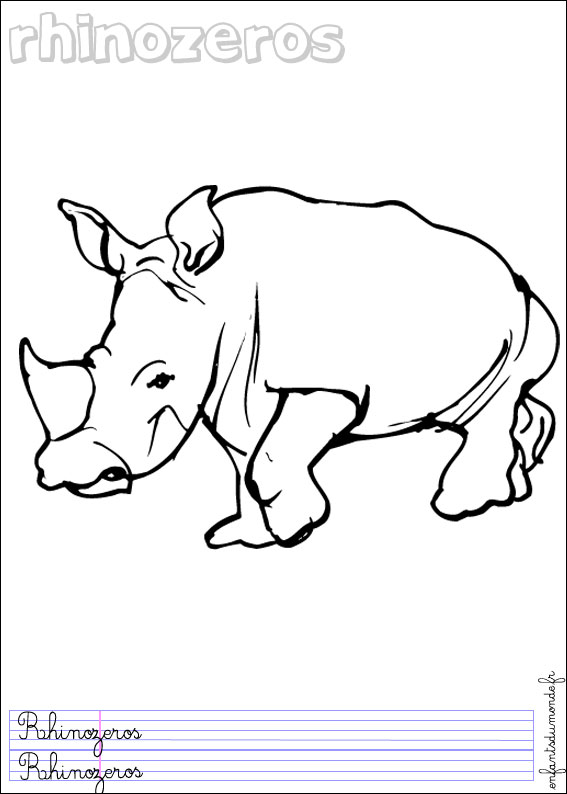 coloriage rhinoceros 1